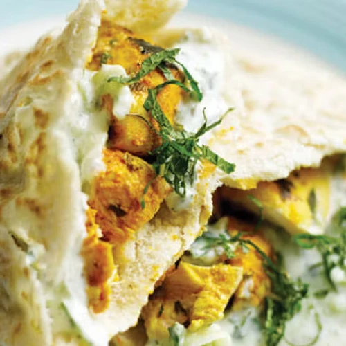 Chicken tikka pitta pockets with garlic sauce