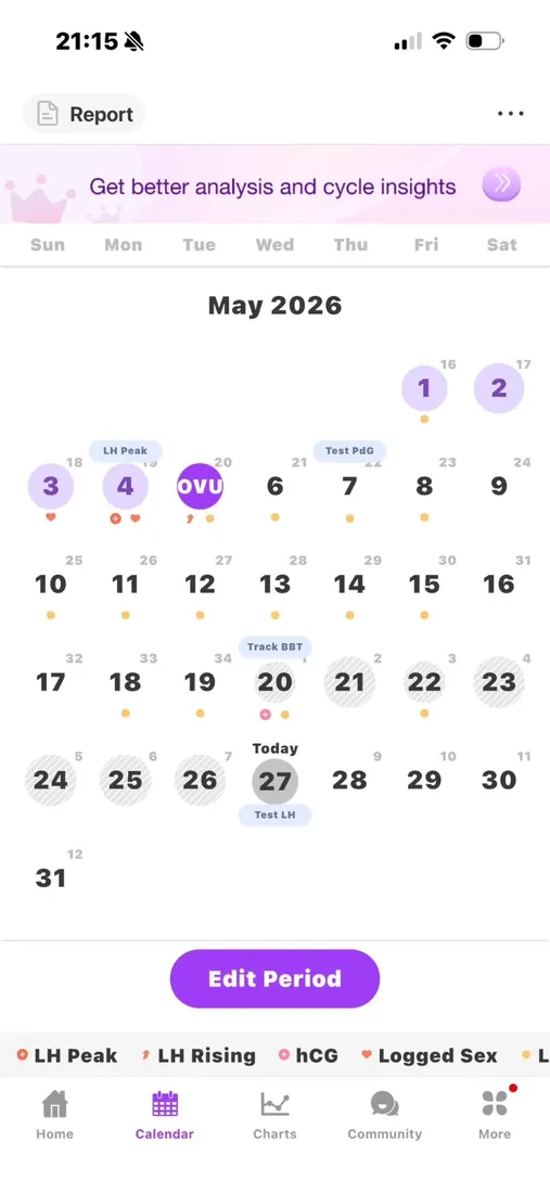 Amy's cycle tracking app