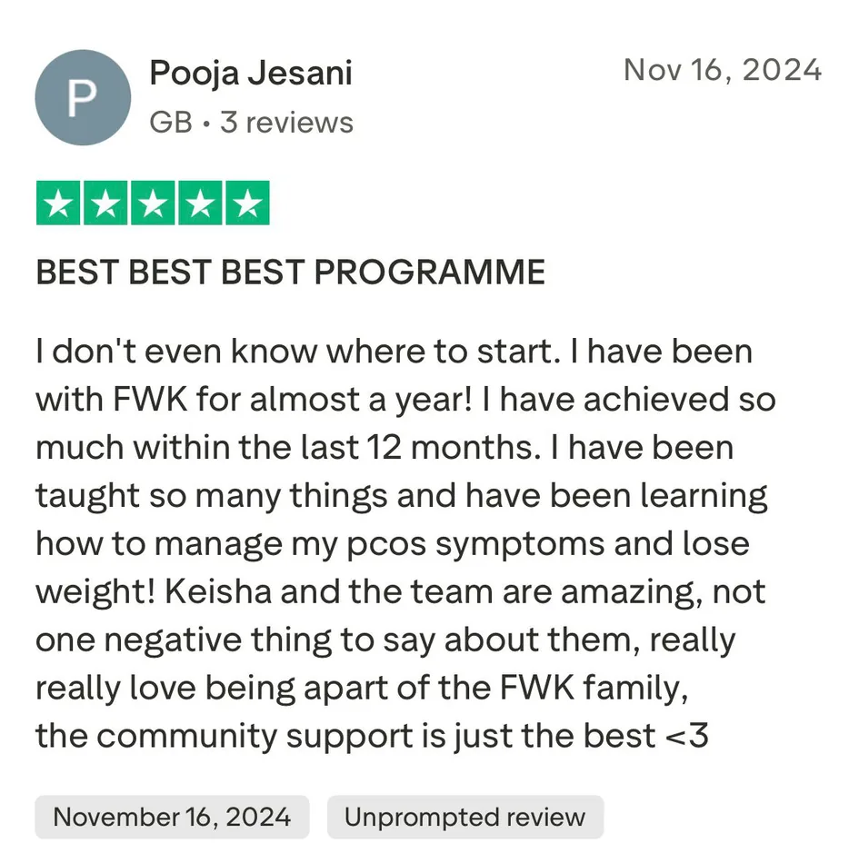 Pooja's 5-star Trustpilot review, November 2024